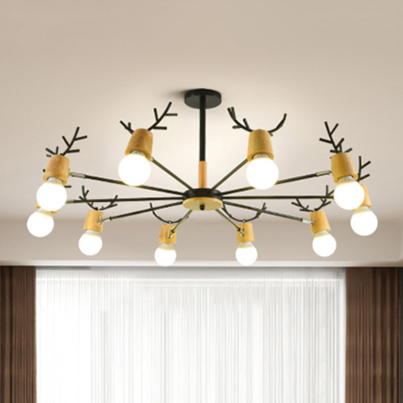 Sputnik Metal Chandelier Lighting Modern 3/6/8 Lights White/Black Ceiling Hang Fixture with Bare Bulb for Bedroom Clearhalo 'Ceiling Lights' 'Chandeliers' 'Modern Chandeliers' 'Modern' Lighting' 416044