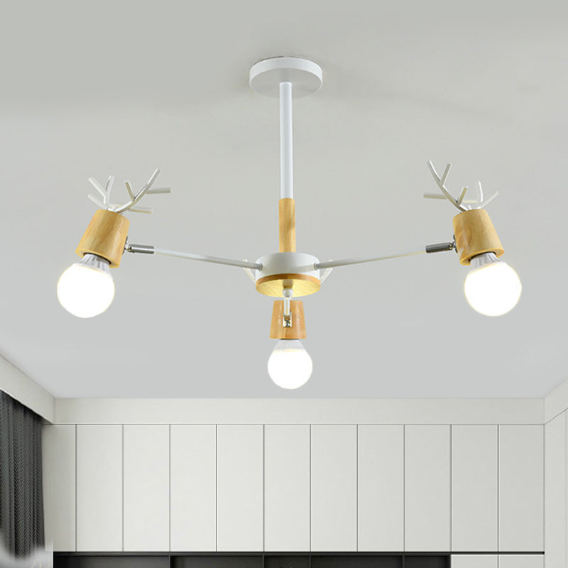 Sputnik Metal Chandelier Lighting Modern 3/6/8 Lights White/Black Ceiling Hang Fixture with Bare Bulb for Bedroom Clearhalo 'Ceiling Lights' 'Chandeliers' 'Modern Chandeliers' 'Modern' Lighting' 416045