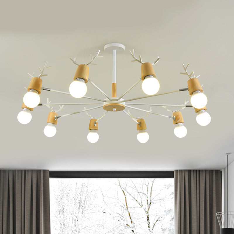 Sputnik Metal Chandelier Lighting Modern 3/6/8 Lights White/Black Ceiling Hang Fixture with Bare Bulb for Bedroom Clearhalo 'Ceiling Lights' 'Chandeliers' 'Modern Chandeliers' 'Modern' Lighting' 416048