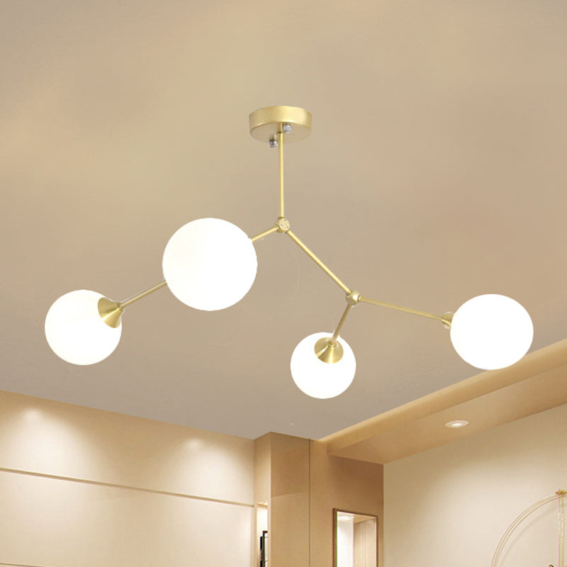 Modern Ball Pendant Light Clear/Milky White Glass 4/5/6-Head Dining Room Chandelier with Black/Gold Arm Clearhalo 'Ceiling Lights' 'Chandeliers' 'Glass shade' 'Glass' 'Modern Chandeliers' 'Modern' Lighting' 416060