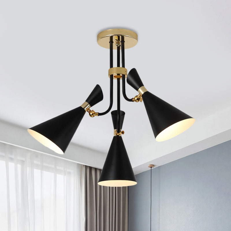 Iron Flared Drop Pendant Modern 3/5-Light Black Chandelier Light Fixture for Dining Room Clearhalo 'Ceiling Lights' 'Chandeliers' 'Modern Chandeliers' 'Modern' Lighting' 416061