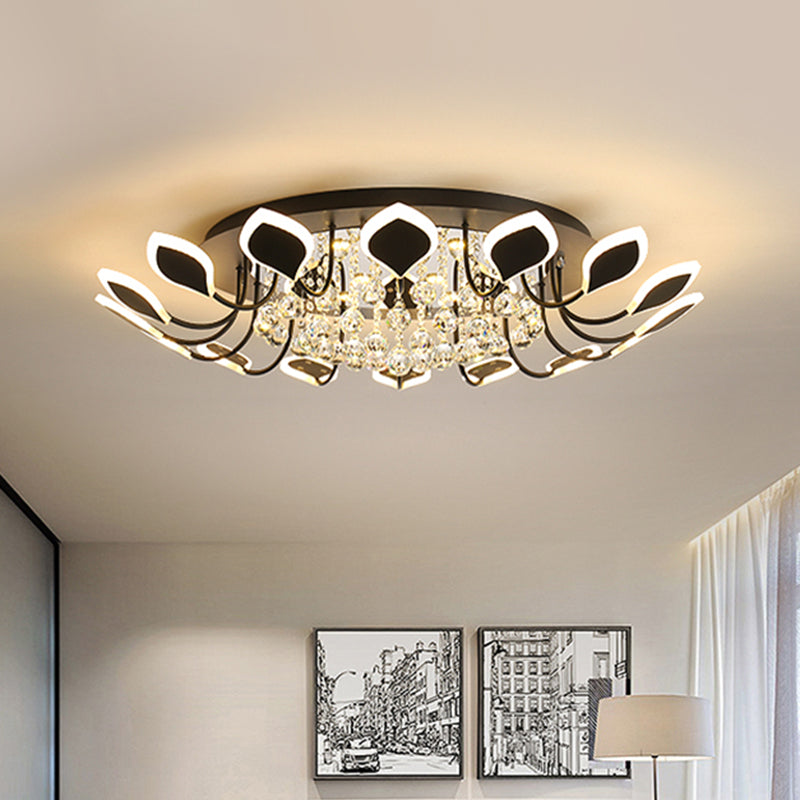 Sputnik Flush Mount Ceiling Light with Leaf Acrylic Shade Modern 8/10/12 Lights White/Black Ceiling Light Fixture for Bedroom in White/Warm Clearhalo 'Ceiling Lights' 'Close To Ceiling Lights' 'Close to ceiling' 'Flush mount' Lighting' 416087