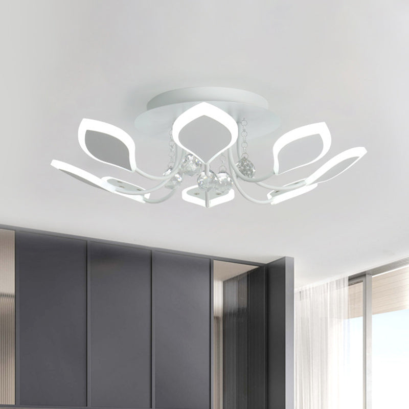 Sputnik Flush Mount Ceiling Light with Leaf Acrylic Shade Modern 8/10/12 Lights White/Black Ceiling Light Fixture for Bedroom in White/Warm Clearhalo 'Ceiling Lights' 'Close To Ceiling Lights' 'Close to ceiling' 'Flush mount' Lighting' 416088