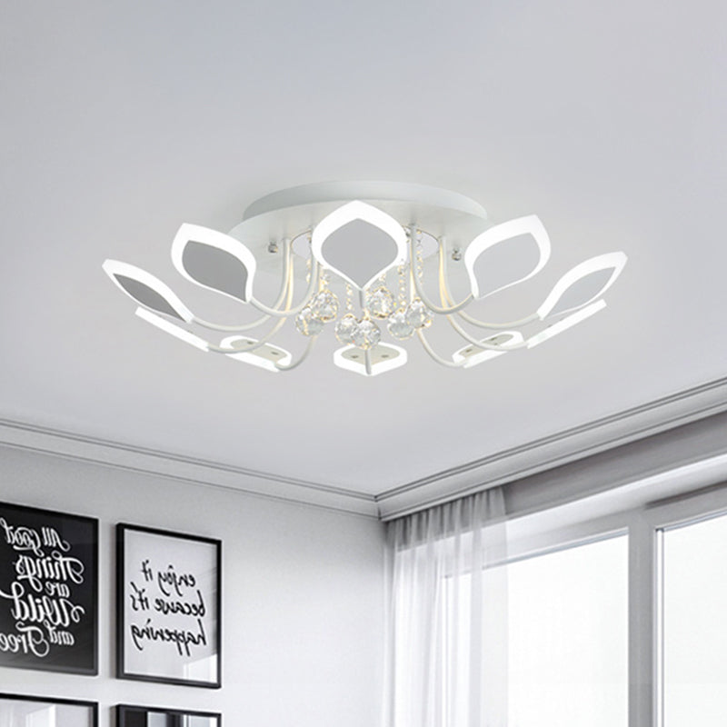 Sputnik Flush Mount Ceiling Light with Leaf Acrylic Shade Modern 8/10/12 Lights White/Black Ceiling Light Fixture for Bedroom in White/Warm Clearhalo 'Ceiling Lights' 'Close To Ceiling Lights' 'Close to ceiling' 'Flush mount' Lighting' 416089