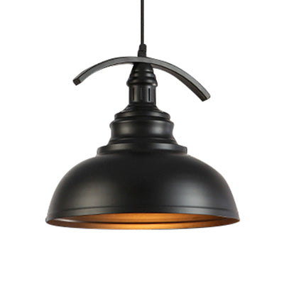 Industrial Bowl Shade Pendant Lighting 1 Light Metal Suspension Light with 39" Cord Adjustable in Rust/White/Black Black Clearhalo 'Art Deco Pendants' 'Black' 'Cast Iron' 'Ceiling Lights' 'Ceramic' 'Crystal' 'Industrial Pendants' 'Industrial' 'Metal' 'Middle Century Pendants' 'Pendant Lights' 'Pendants' 'Rustic Pendants' 'Tiffany' Lighting' 41782