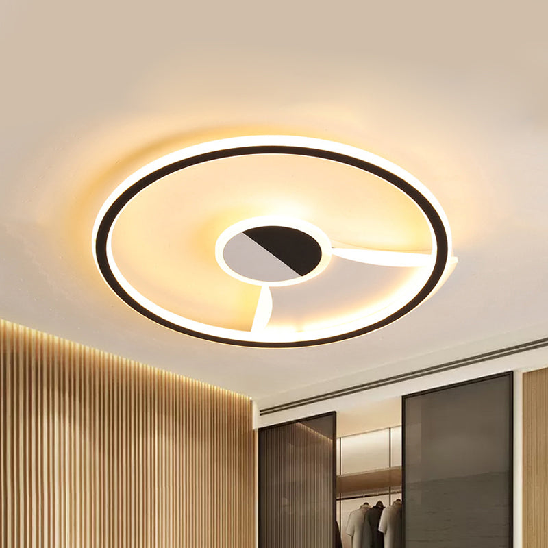 Modern White/Warm Flush Mount Lighting Acrylic 16"/19.5"/23.5" Flush Mount Lights in Black Clearhalo 'Ceiling Lights' 'Close To Ceiling Lights' 'Close to ceiling' Lighting' 418133