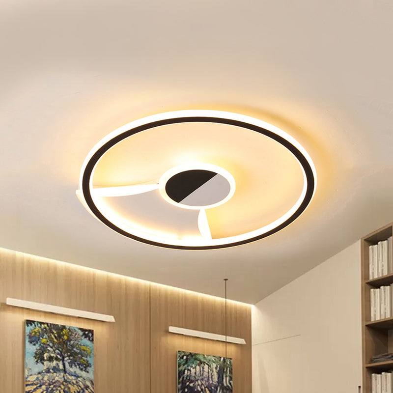 Modern White/Warm Flush Mount Lighting Acrylic 16"/19.5"/23.5" Flush Mount Lights in Black Clearhalo 'Ceiling Lights' 'Close To Ceiling Lights' 'Close to ceiling' Lighting' 418134