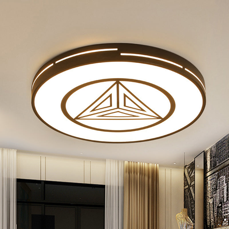 Acrylic Round Flush Mount Light with Triangle Bedroom Kitchen Modern Warm/White Lighting Ceiling Light in Black and White Clearhalo 'Ceiling Lights' 'Close To Ceiling Lights' 'Close to ceiling' 'Flush mount' Lighting' 420374