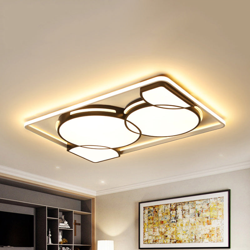 16"/19.5"/35.5" W Circular Flushmount Light with Square/Rectangle Frame Acrylic Modernism Led Flush Lighting in Warm/White Clearhalo 'Ceiling Lights' 'Close To Ceiling Lights' 'Close to ceiling' 'Flush mount' Lighting' 422701