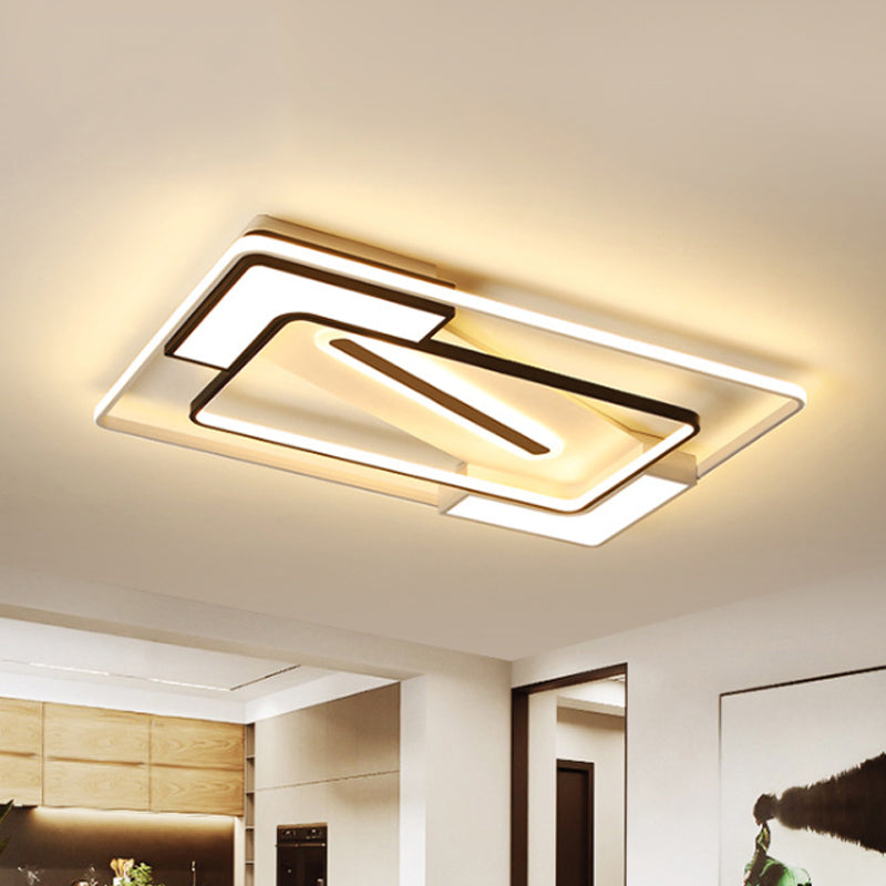 Led Framed Flush Mount Lamp with Diffuser Modern Metal Indoor Ceiling Flush Light in Black and White, 16"/19.5"/35.5" W Clearhalo 'Ceiling Lights' 'Close To Ceiling Lights' 'Close to ceiling' 'Flush mount' Lighting' 423388