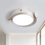 Nordic Style Round Ceiling Lamp Metal White/Brown Flush Mount Light with Diffuser, 16"/19.5" W Clearhalo 'Ceiling Lights' 'Close To Ceiling Lights' 'Close to ceiling' 'Flush mount' Lighting' 423755