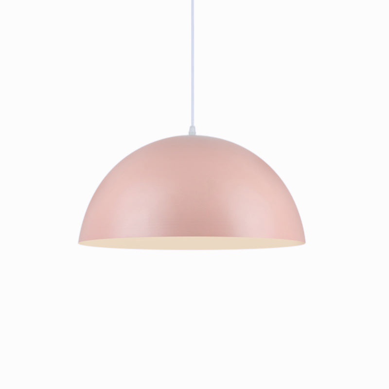 Nordic Style Bowl Pendant Lighting 1 Light Aluminum Suspended Light in Pink/Yellow for Living Room Clearhalo 'Ceiling Lights' 'Modern Pendants' 'Modern' 'Pendant Lights' 'Pendants' Lighting' 43018