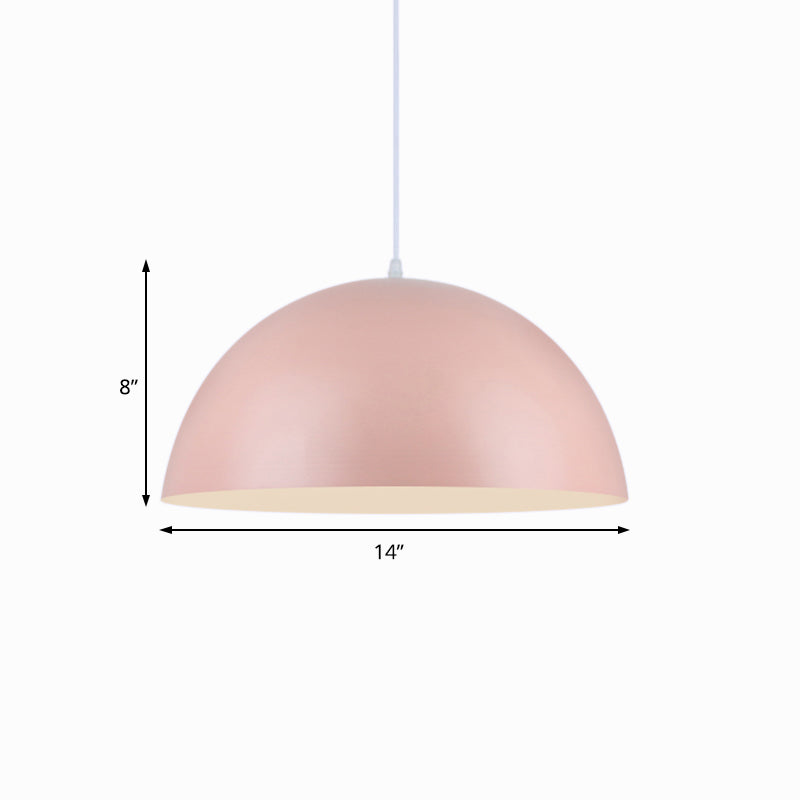 Nordic Style Bowl Pendant Lighting 1 Light Aluminum Suspended Light in Pink/Yellow for Living Room Clearhalo 'Ceiling Lights' 'Modern Pendants' 'Modern' 'Pendant Lights' 'Pendants' Lighting' 43019