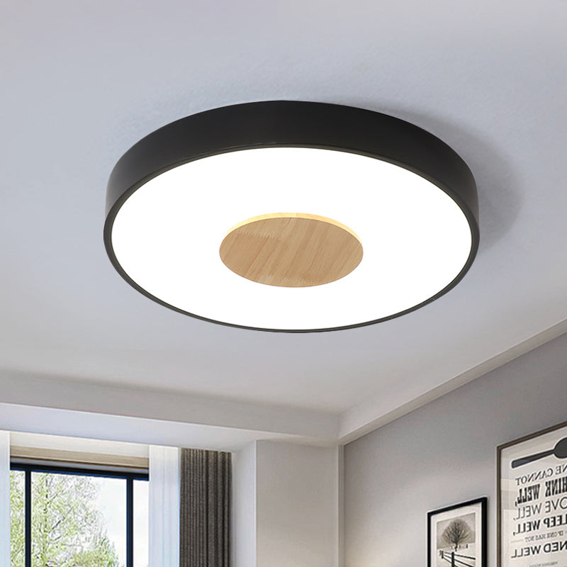 Circular Flush Ceiling Mount Light Nordic Metal Black/Gray/White LED Bedroom Ceiling Mount Flush with Acrylic Diffuser, 12"/16"/19.5" Dia Clearhalo 'Ceiling Lights' 'Close To Ceiling Lights' 'Close to ceiling' 'Flush mount' Lighting' 438245