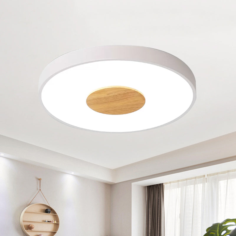 Circular Flush Ceiling Mount Light Nordic Metal Black/Gray/White LED Bedroom Ceiling Mount Flush with Acrylic Diffuser, 12"/16"/19.5" Dia Clearhalo 'Ceiling Lights' 'Close To Ceiling Lights' 'Close to ceiling' 'Flush mount' Lighting' 438246