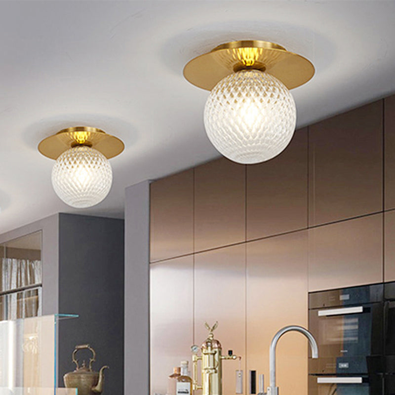 Clear/Light-Brown/Cream Orbit Ceiling Light Modern Glass 1 Light Kitchen Flushmount Ceiling Lamp Clearhalo 'Ceiling Lights' 'Close To Ceiling Lights' 'Close to ceiling' 'Flush mount' Lighting' 438266