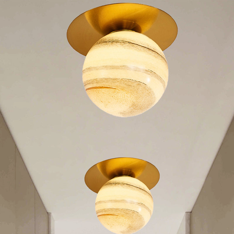 Clear/Light-Brown/Cream Orbit Ceiling Light Modern Glass 1 Light Kitchen Flushmount Ceiling Lamp Clearhalo 'Ceiling Lights' 'Close To Ceiling Lights' 'Close to ceiling' 'Flush mount' Lighting' 438267