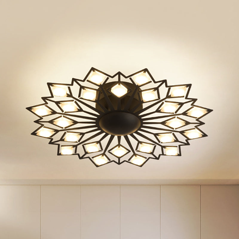 Floral Flush Mount Lamp Contemporary Metal Black/White LED Bedroom Ceiling Mounted Fixture Clearhalo 'Ceiling Lights' 'Close To Ceiling Lights' 'Close to ceiling' 'Semi-flushmount' Lighting' 438284