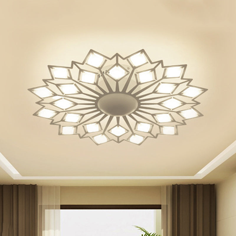 Floral Flush Mount Lamp Contemporary Metal Black/White LED Bedroom Ceiling Mounted Fixture Clearhalo 'Ceiling Lights' 'Close To Ceiling Lights' 'Close to ceiling' 'Semi-flushmount' Lighting' 438285