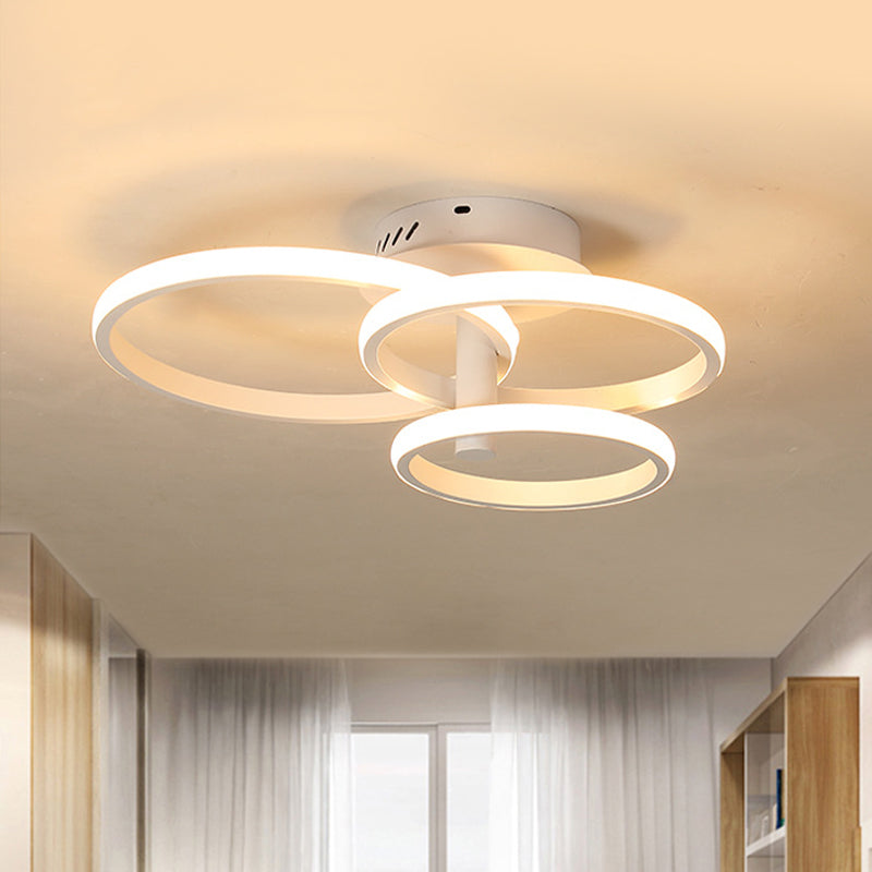 Nordic Stacked Ring Flush Mount Ceiling Light Acrylic Brown/White 23.5"/19.5" Wide LED Bedroom Ceiling Mount Light in Warm/White Clearhalo 'Ceiling Lights' 'Close To Ceiling Lights' 'Close to ceiling' 'Semi-flushmount' Lighting' 438291