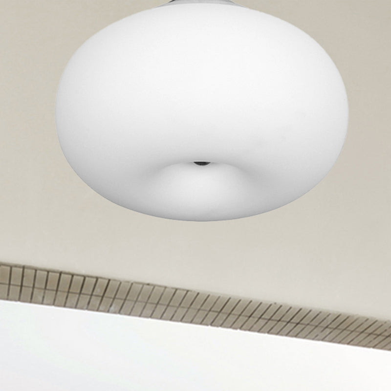 11"/15"/18" Wide Oblong Ceiling Flush Mount Light Modernist 1 Head White Flush Mount Lamp with Glass Lampshade for Balcony Clearhalo 'Ceiling Lights' 'Close To Ceiling Lights' 'Close to ceiling' 'Flush mount' Lighting' 438299