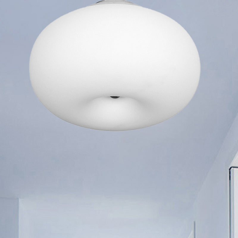 11"/15"/18" Wide Oblong Ceiling Flush Mount Light Modernist 1 Head White Flush Mount Lamp with Glass Lampshade for Balcony Clearhalo 'Ceiling Lights' 'Close To Ceiling Lights' 'Close to ceiling' 'Flush mount' Lighting' 438300