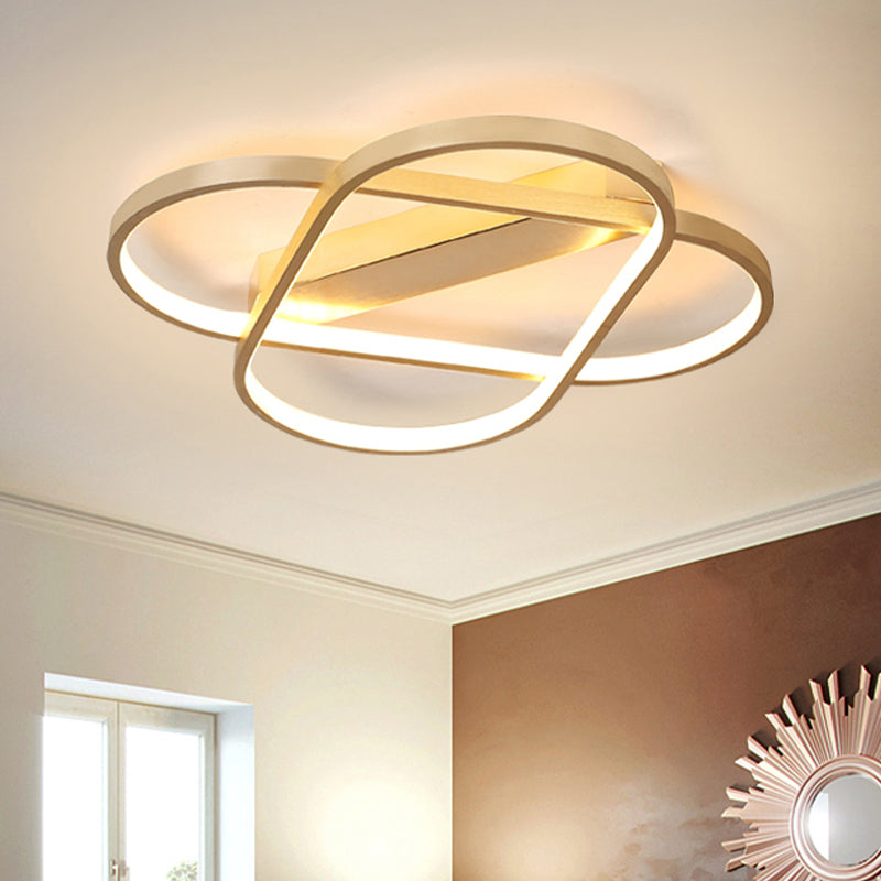 Oval Linear Flush Ceiling Light Contemporary Metal Gold Integrated LED Bedroom Ceiling Fixture in Warm/White, 19.5"/23.5" Wide Clearhalo 'Ceiling Lights' 'Close To Ceiling Lights' 'Close to ceiling' 'Flush mount' Lighting' 438313