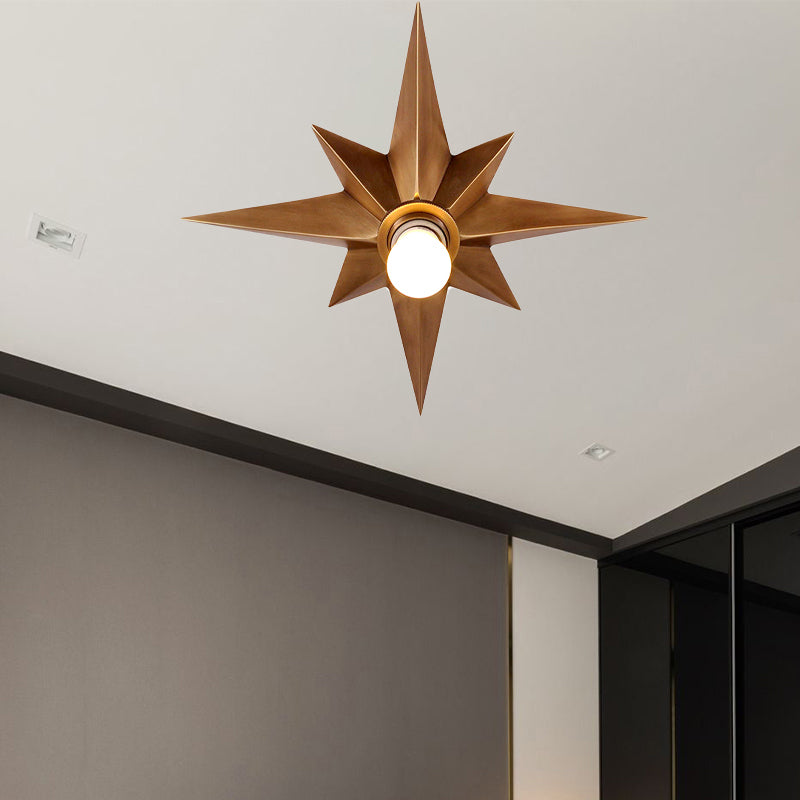 Black/Bronze Anise Star Flush Ceiling Light Contemporary Metal 1 Head Stairway Flush Mount Light Fixture Clearhalo 'Ceiling Lights' 'Close To Ceiling Lights' 'Close to ceiling' 'Flush mount' Lighting' 438321