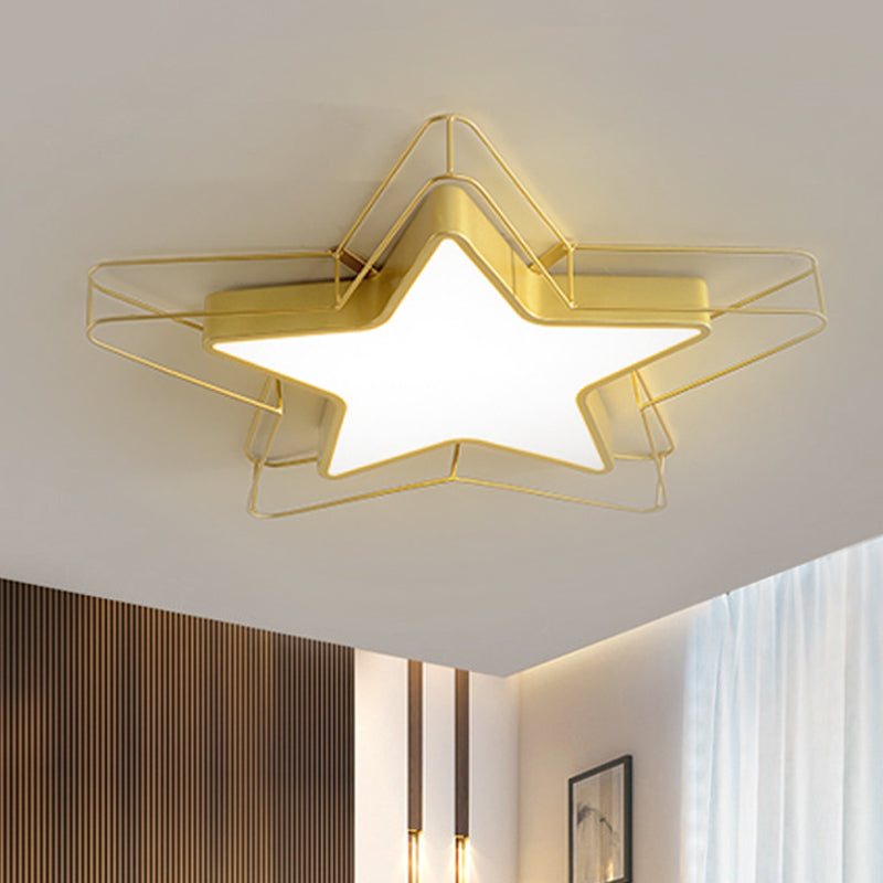 24.5"/28" Wide Five-Pointed Star Flush Mount Ceiling Light Nordic Metal Black/Gold Integrated LED Ceiling Mounted Fixture for Bedroom Clearhalo 'Ceiling Lights' 'Close To Ceiling Lights' 'Close to ceiling' 'Flush mount' Lighting' 438328