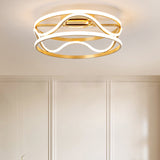 Drum Flush Mount Ceiling Light Modernism Metal Gold LED Ceiling Mounted Fixture for Bedroom in Warm/White, 18"/23.5" W Clearhalo 'Ceiling Lights' 'Close To Ceiling Lights' 'Close to ceiling' 'Semi-flushmount' Lighting' 438333