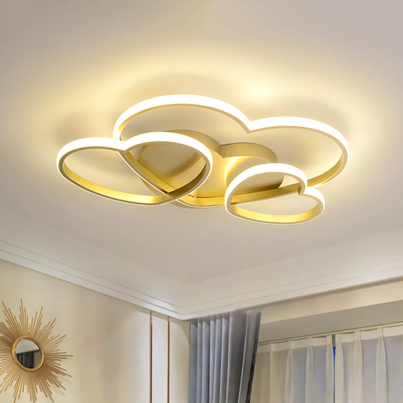 Heart LED Flush Mount Ceiling Fixture Nordic Acrylic White/Pink/Gold Kid Room Ceiling Flush Mount, 19.5"/23.5" Wide Clearhalo 'Ceiling Lights' 'Close To Ceiling Lights' 'Close to ceiling' 'Flush mount' Lighting' 438362