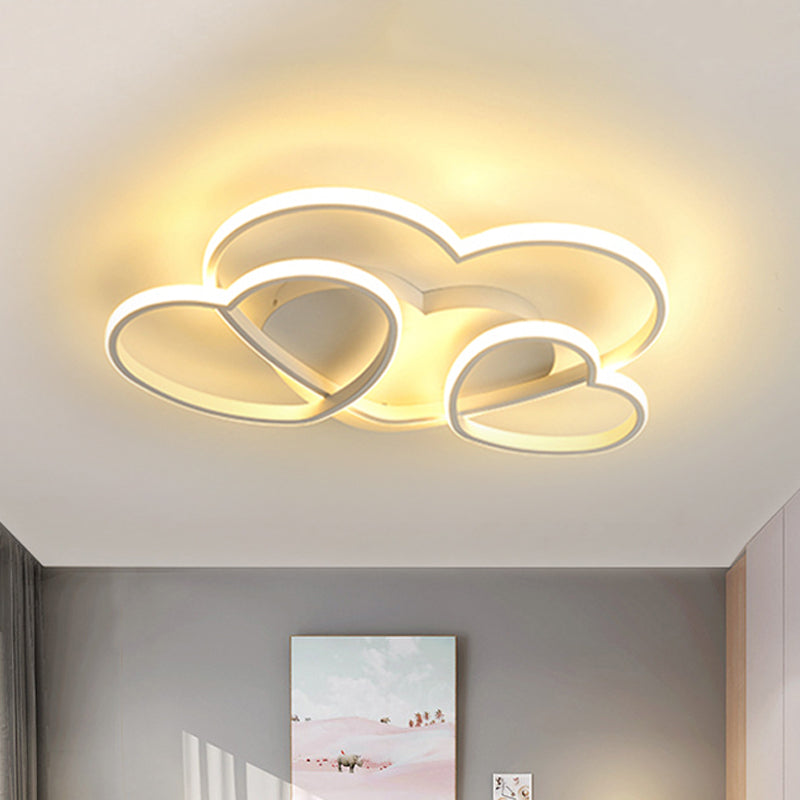 Heart LED Flush Mount Ceiling Fixture Nordic Acrylic White/Pink/Gold Kid Room Ceiling Flush Mount, 19.5"/23.5" Wide Clearhalo 'Ceiling Lights' 'Close To Ceiling Lights' 'Close to ceiling' 'Flush mount' Lighting' 438363