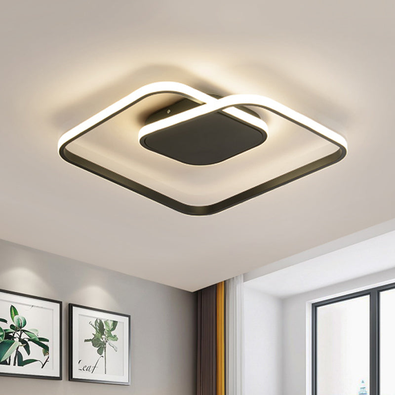 Square Flush Ceiling Light Contemporary Acrylic White/Black/Gold Modern LED Ceiling Lamp for Bedroom in Warm/White Clearhalo 'Ceiling Lights' 'Close To Ceiling Lights' 'Close to ceiling' 'Flush mount' Lighting' 438364