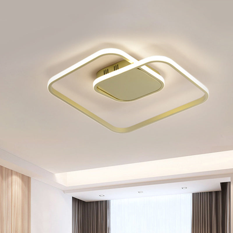 Square Flush Ceiling Light Contemporary Acrylic White/Black/Gold Modern LED Ceiling Lamp for Bedroom in Warm/White Clearhalo 'Ceiling Lights' 'Close To Ceiling Lights' 'Close to ceiling' 'Flush mount' Lighting' 438365