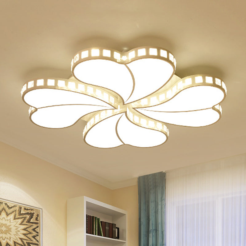 White Petal Flush Ceiling Light Contemporary Metal 20.5"/24.5"/28" Wide LED Ceiling Light for Living Room with Acrylic Shade Clearhalo 'Ceiling Lights' 'Close To Ceiling Lights' 'Close to ceiling' 'Flush mount' Lighting' 438368