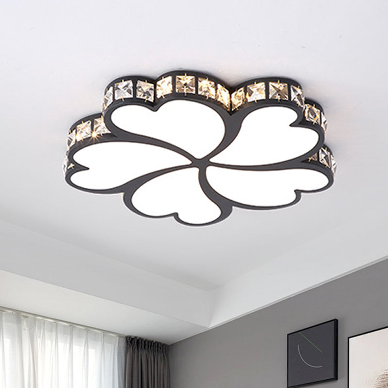 Nordic Clover Flush Mount Ceiling Light with Crystal Shade Black/White/Gold LED Bedroom Ceiling Flush Mount Light Clearhalo 'Ceiling Lights' 'Close To Ceiling Lights' 'Close to ceiling' 'Flush mount' Lighting' 438371