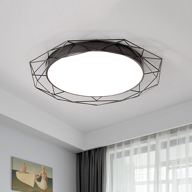 Round Metallic Flush Mount Ceiling Light with Wire Frame Nordic Gold/Black Ceiling Lighting for Bedroom, 21.5"/25.5" Wide Clearhalo 'Ceiling Lights' 'Close To Ceiling Lights' 'Close to ceiling' 'Flush mount' Lighting' 438376