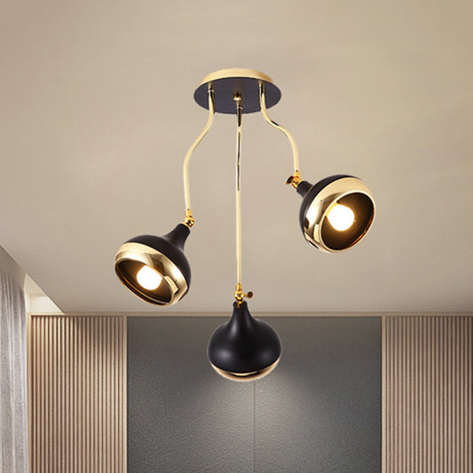 Dome Iron Chandelier Modern Industrial 3/5-Head Black Hanging Ceiling Light with Rotatable Design Clearhalo 'Ceiling Lights' 'Chandeliers' 'Modern Chandeliers' 'Modern' Lighting' 438379