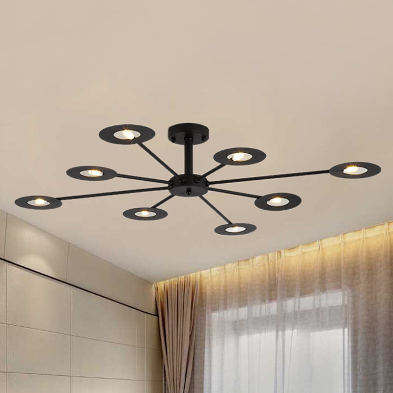 Iron Sputnik Chandelier Contemporary 6/8-Head Hanging Lamp in Black/White/Black-Gold for Bedroom Clearhalo 'Ceiling Lights' 'Chandeliers' 'Modern Chandeliers' 'Modern' Lighting' 438391