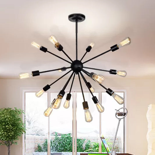 Sputnik Chandelier Pendant Light Nordic Metal 16 Lights Black Hanging Pendant Lamp Clearhalo 'Ceiling Lights' 'Chandeliers' 'Modern Chandeliers' 'Modern' Lighting' 438415