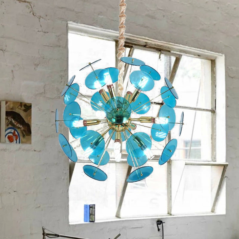 Globe Pendant Chandelier Nordic Metal LED Grey/White/Sky Blue Hanging Pendant Lamp with Adjustable Cord Clearhalo 'Ceiling Lights' 'Chandeliers' 'Glass shade' 'Glass' 'Modern Chandeliers' 'Modern' Lighting' 438417