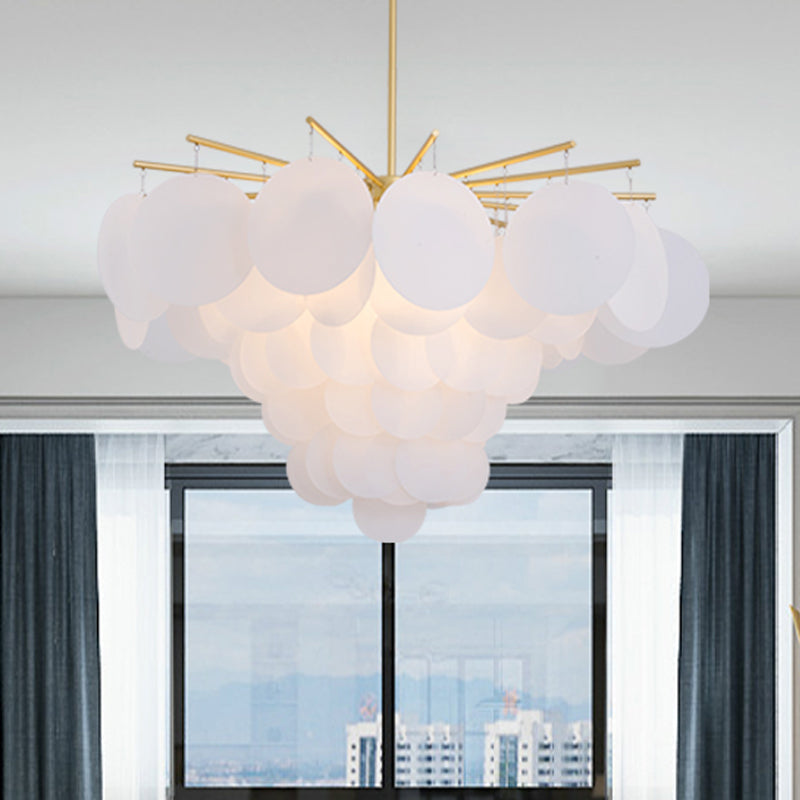 25"/25.5"/34" Wide White Flaky Chandelier Simple 4 Lights Acrylic Ceiling Pendant for Bedroom Clearhalo 'Ceiling Lights' 'Chandeliers' 'Modern Chandeliers' 'Modern' Lighting' 438445