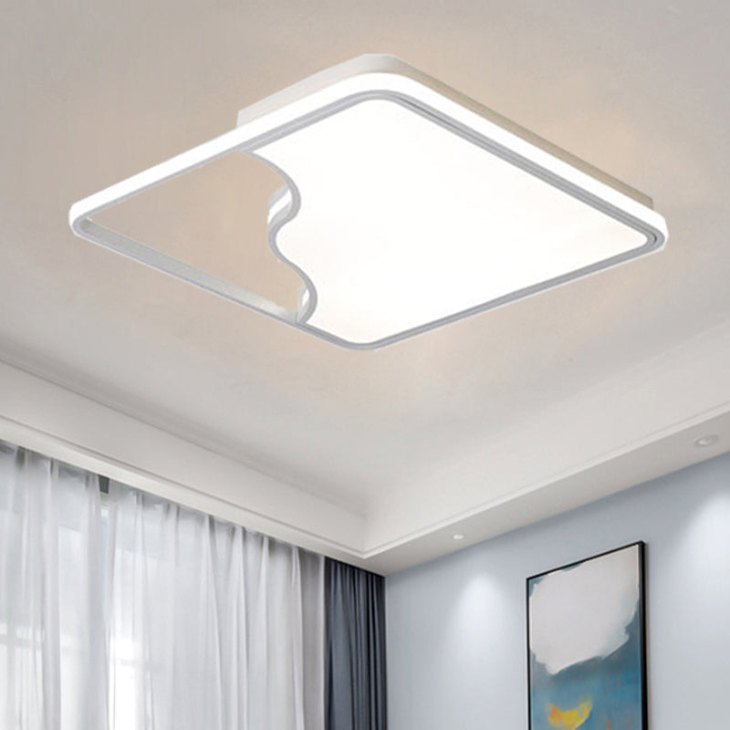 Black/White Rectangular/Square Ceiling Light Simple Acrylic 16"/19.5"/35.5" W LED Ceiling Light Fixture for Bedroom in Warm/White Clearhalo 'Ceiling Lights' 'Close To Ceiling Lights' 'Close to ceiling' 'Flush mount' Lighting' 438459