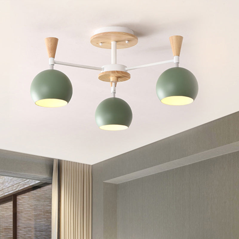 Macaron 3/6/8-Light Ceiling Lamp with Acrylic Shade Pink/Yellow/Blue Dome Semi Flush Pendant Clearhalo 'Ceiling Lights' 'Close To Ceiling Lights' 'Close to ceiling' 'Semi-flushmount' Lighting' 438485