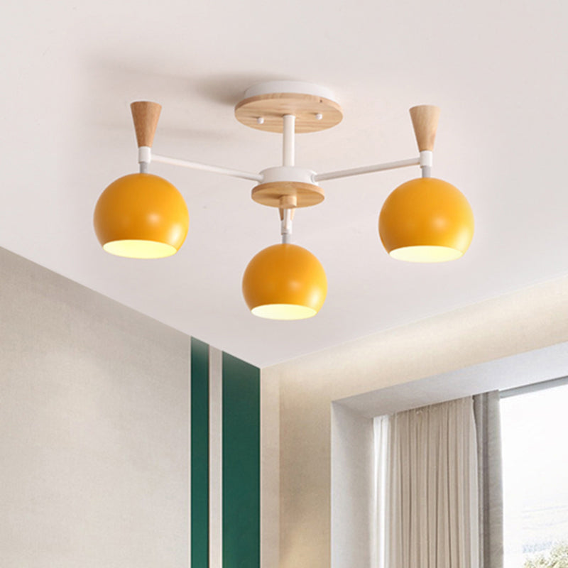 Macaron 3/6/8-Light Ceiling Lamp with Acrylic Shade Pink/Yellow/Blue Dome Semi Flush Pendant Clearhalo 'Ceiling Lights' 'Close To Ceiling Lights' 'Close to ceiling' 'Semi-flushmount' Lighting' 438486