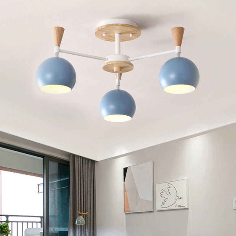 Macaron 3/6/8-Light Ceiling Lamp with Acrylic Shade Pink/Yellow/Blue Dome Semi Flush Pendant Clearhalo 'Ceiling Lights' 'Close To Ceiling Lights' 'Close to ceiling' 'Semi-flushmount' Lighting' 438487