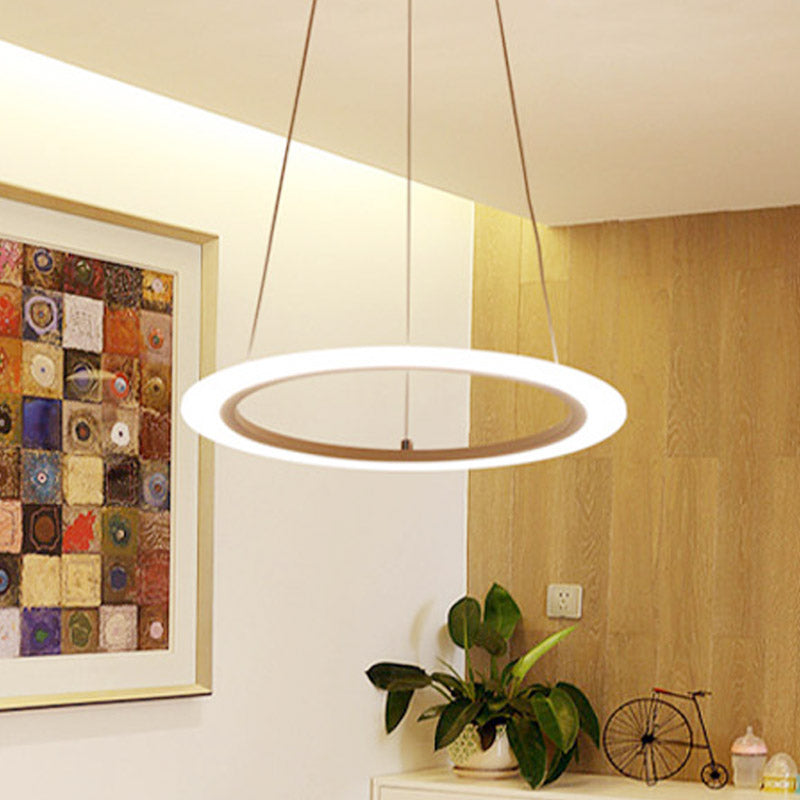 Contemporary 1/2/3-Light Chandelier with Acrylic Shade White Loop Suspension Pendant in Warm/White Light Clearhalo 'Ceiling Lights' 'Chandeliers' 'Modern Chandeliers' 'Modern' Lighting' 438499