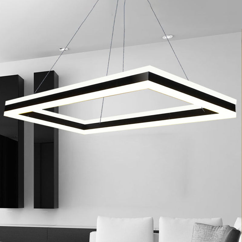 Acrylic Rectangular Ceiling Light Modern LED 1/2/3-Light Black Chandelier Pendant in Warm/White Light Clearhalo 'Ceiling Lights' 'Chandeliers' 'Modern Chandeliers' 'Modern' Lighting' 438506