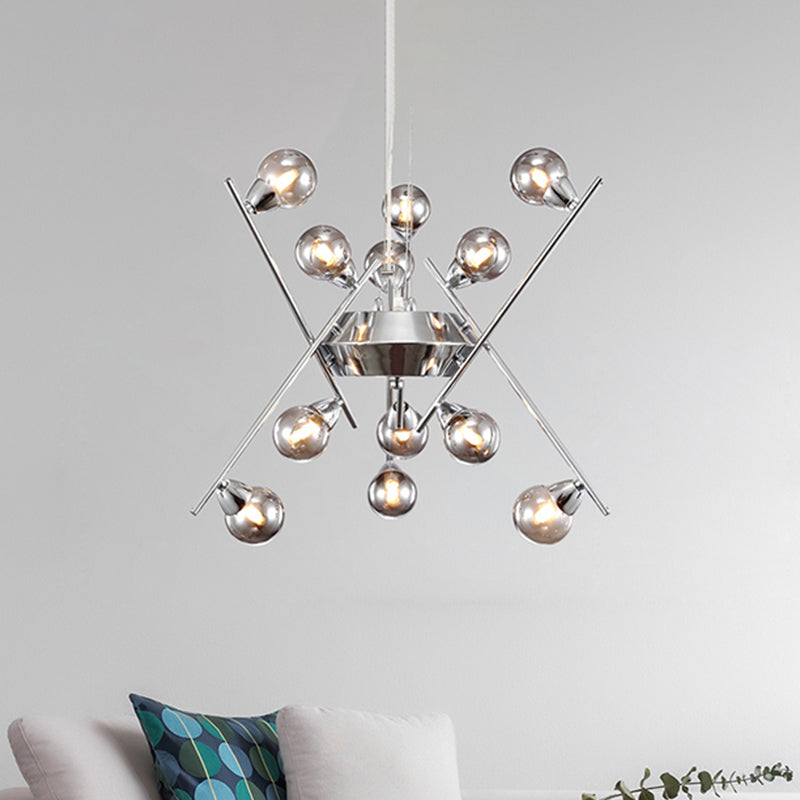 Molecular Smoke Glass Chandelier Lamp Contemporary Multi Lights Chrome Led Hanging Ceiling Light Clearhalo 'Ceiling Lights' 'Chandeliers' 'Modern Chandeliers' 'Modern' Lighting' 438526