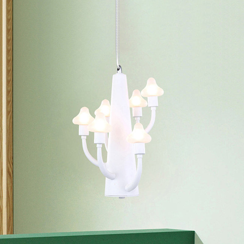 Modernist Multi Lights Chandelier with White Glass Shade Mushroom Led Hanging Pendant Light Clearhalo 'Ceiling Lights' 'Chandeliers' 'Glass shade' 'Glass' 'Modern Chandeliers' 'Modern' Lighting' 438527